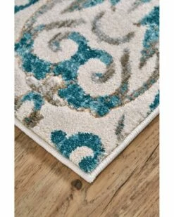 Hot Sale 👍 Verlaine Arsene Scroll Print Textured Rug Home Area Rugs & Runners 🎉 -Verlaine Shop 3041240221 RLLZ 4