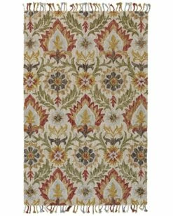 Best Pirce 👏 Verlaine Calendra Tufted Suzani Wool, Golden Olive/Vermilion, 3ft-6in X 5ft-6in Home Area Rugs & Runners 💯
