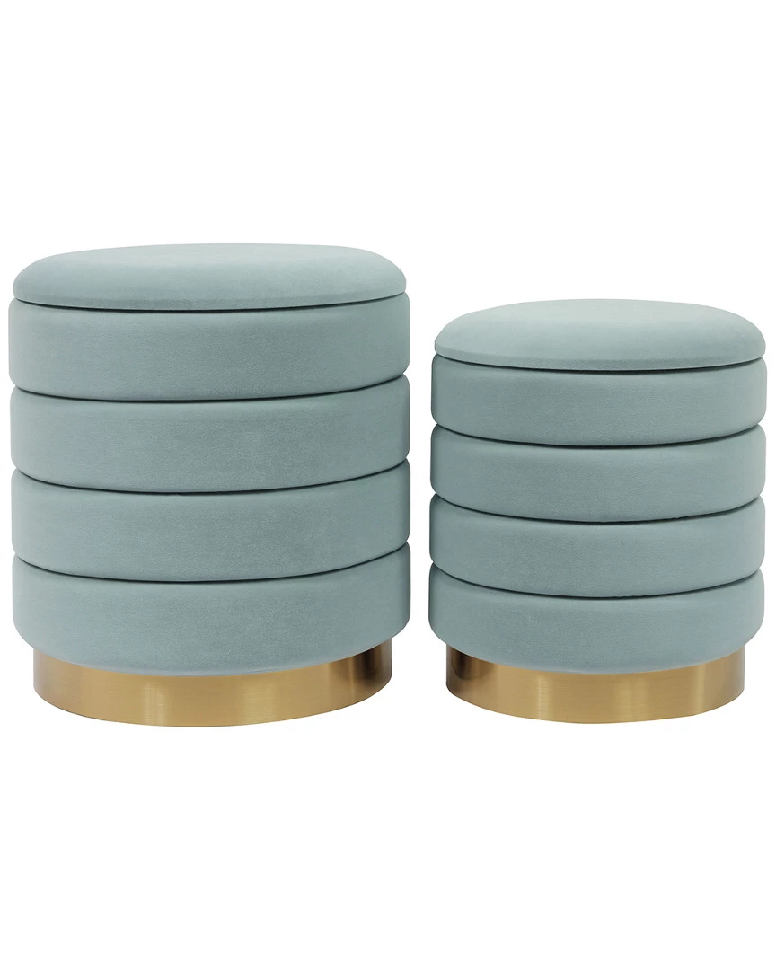 Buy ⭐ Verlaine Set Of 2 Sea Blue Storage Ottomans Home Ottomans & Poufs ⭐ 3 Buy ⭐ Verlaine Set Of 2 Sea Blue Storage Ottomans Home Ottomans & Poufs ⭐ - Image 2