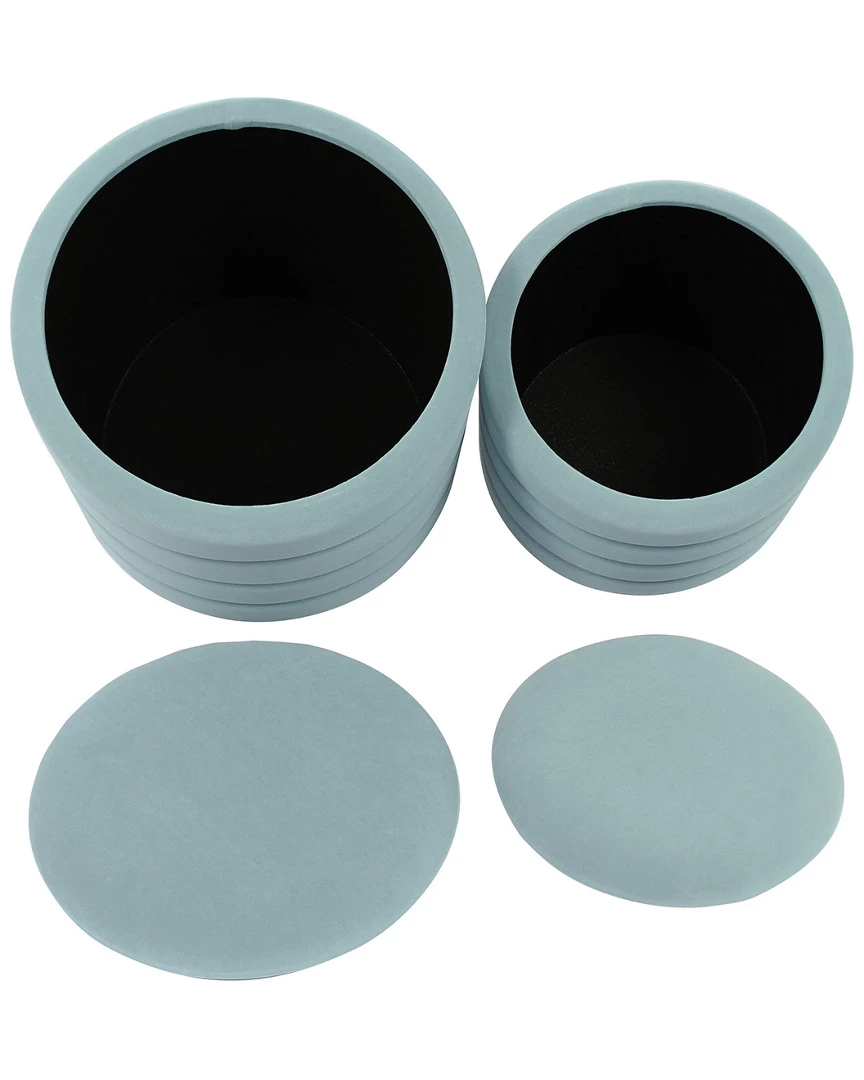 Buy ⭐ Verlaine Set Of 2 Sea Blue Storage Ottomans Home Ottomans & Poufs ⭐ 5 Buy ⭐ Verlaine Set Of 2 Sea Blue Storage Ottomans Home Ottomans & Poufs ⭐ - Image 4