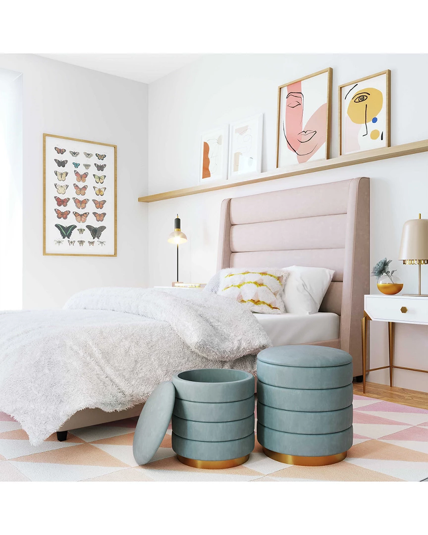 Buy ⭐ Verlaine Set Of 2 Sea Blue Storage Ottomans Home Ottomans & Poufs ⭐ 6 Buy ⭐ Verlaine Set Of 2 Sea Blue Storage Ottomans Home Ottomans & Poufs ⭐ - Image 5