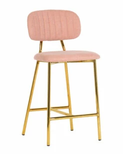 Discount 🎁 Verlaine Set Of 2 Blush Counter Stools Home Accent Chairs ⭐